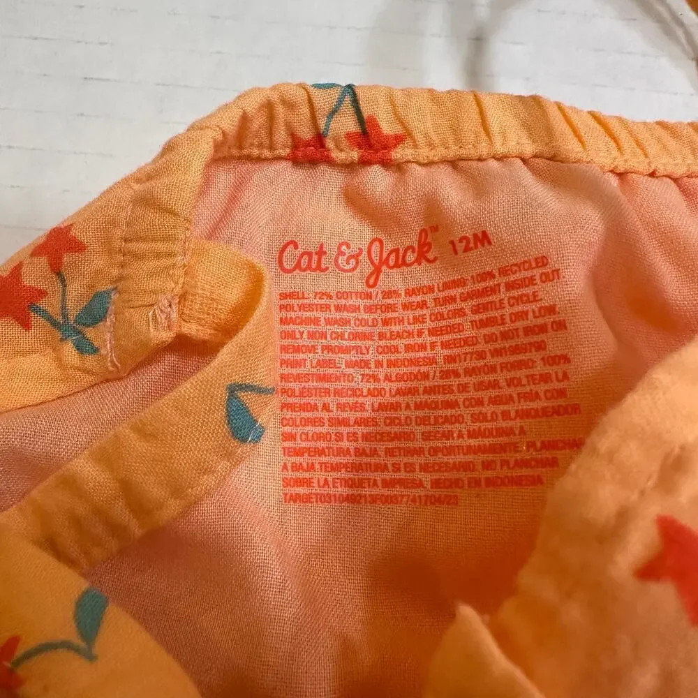 Cat and Jack Baby Girl Summer Outfit sz 12 m Two Piece Matching Set